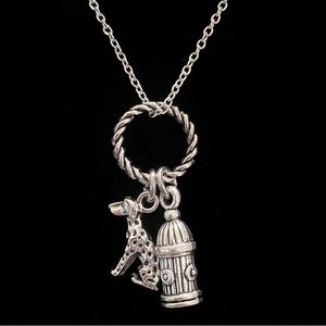 Dalmatian Dog Charm Necklace Fire Hydrant Fireman